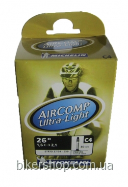 Камера Michelin C4 26\" 26X1.6-2.1 (37/54X559) Presta 40mm AirComp Ultra-light