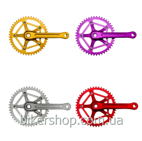 Шатуни PROWHEEL SINGLE Solid-246T-F-1 46T 175mm red/silver